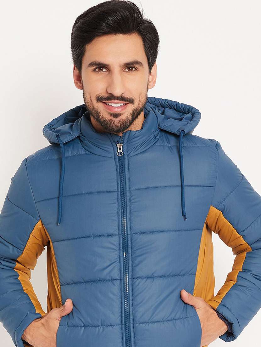 men color blocked long sleeve hooded puffer jacket - 22263626 -  Standard Image - 1