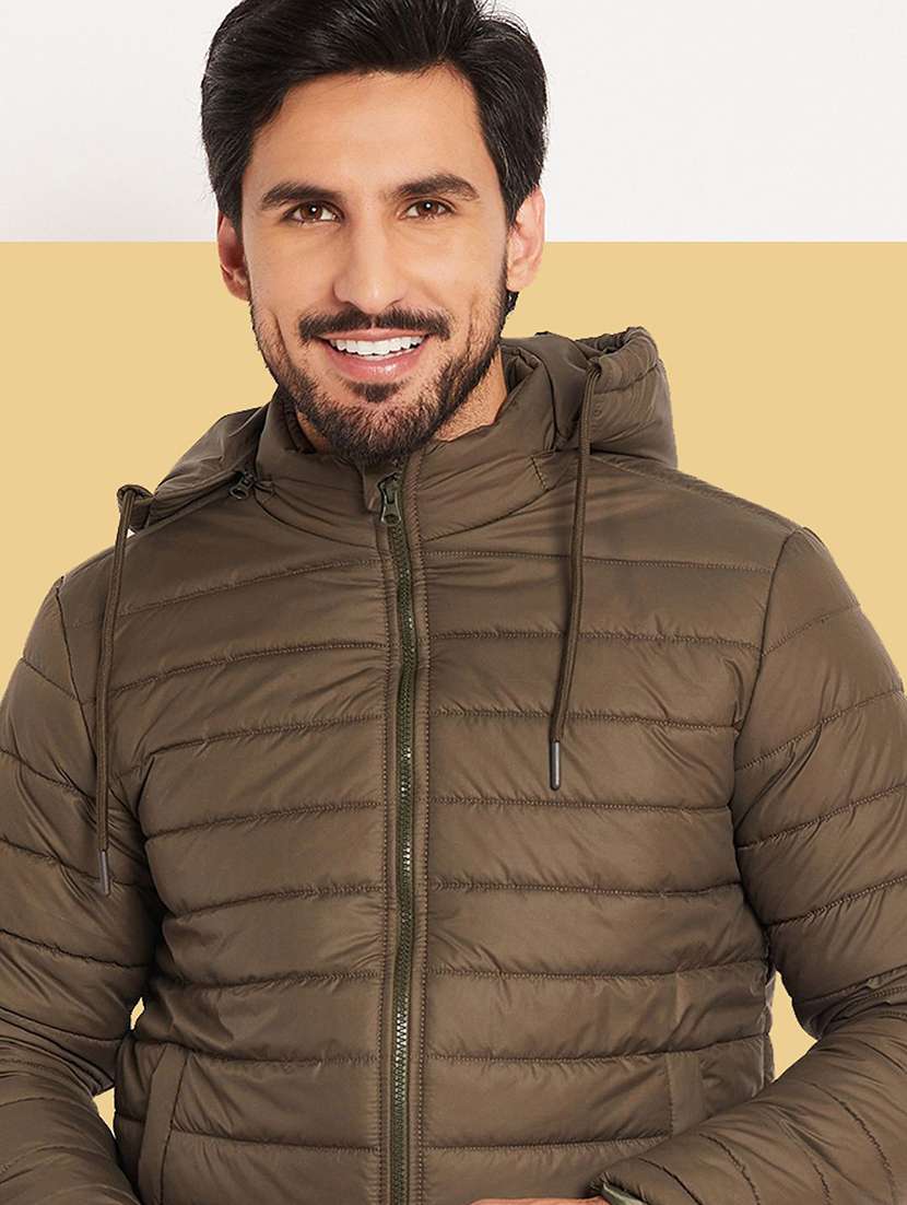 men solid long sleeve puffer jacket - 22263638 -  Standard Image - 1