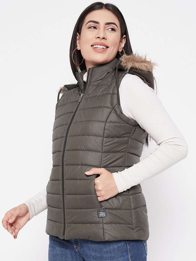 girls sleeveless hooded quilted jacket - 22263651 -  Standard Image - 1