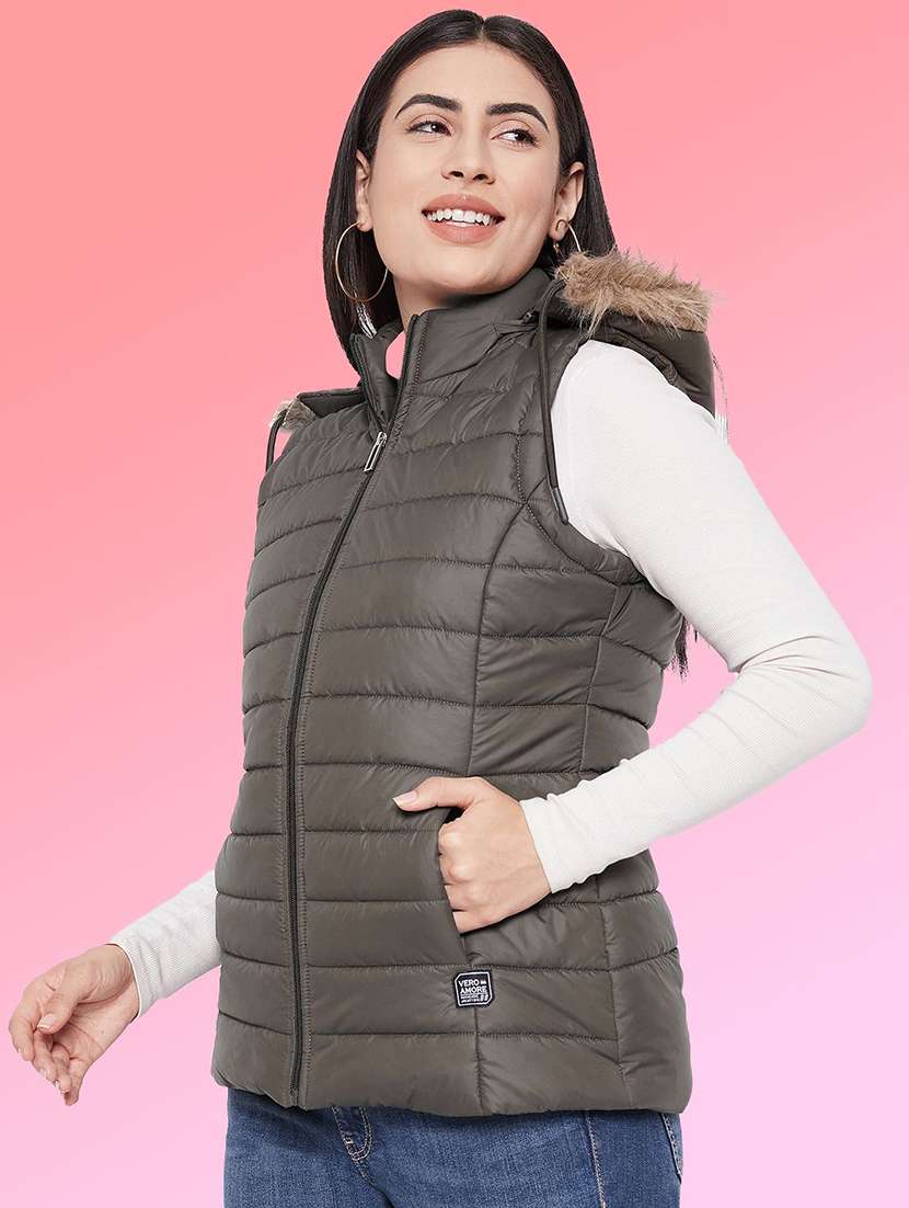 girls sleeveless hooded quilted jacket - 22263660 -  Standard Image - 1