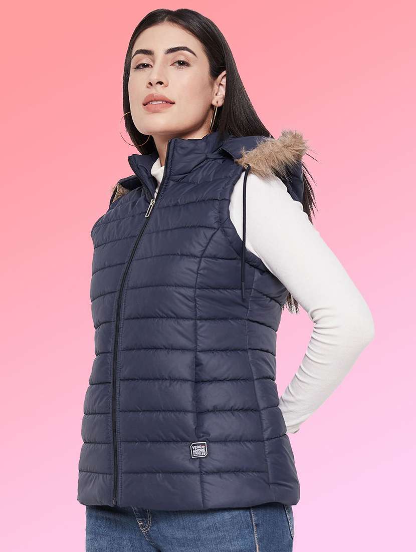 girls sleeveless hooded quilted jacket - 22263661 -  Standard Image - 1