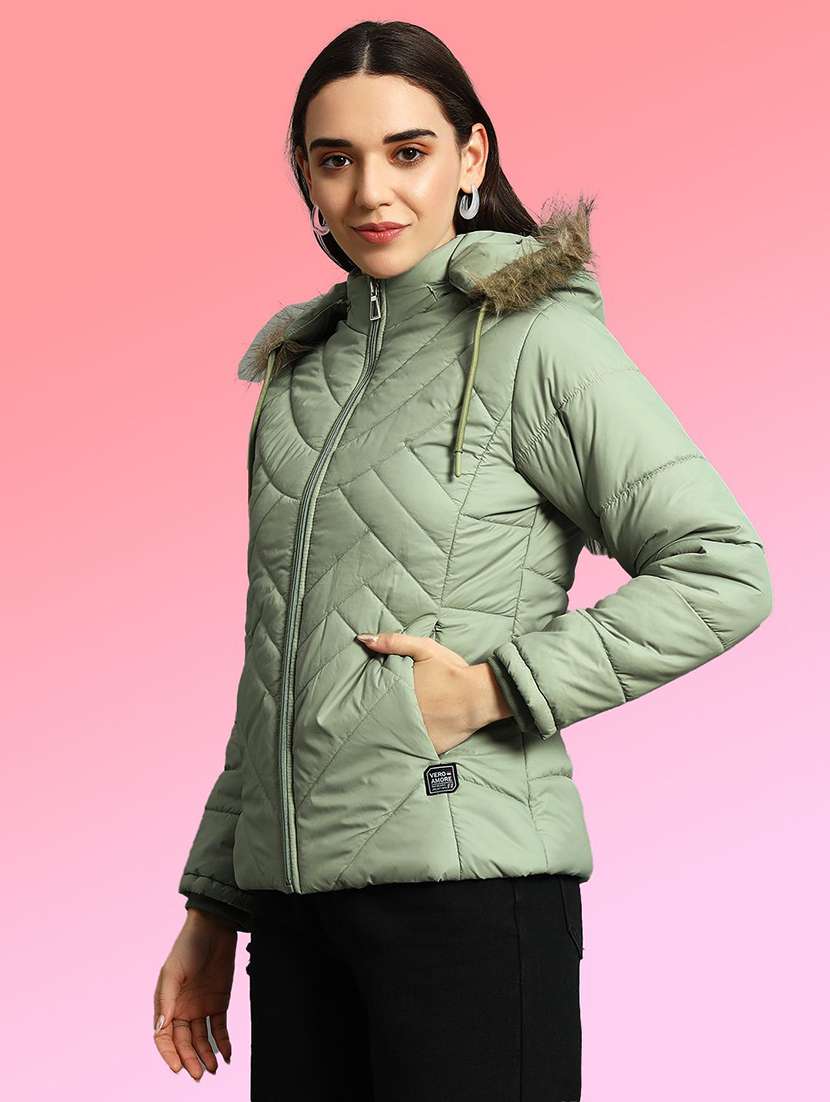 girls long sleeve hooded quilted jacket - 22263667 -  Standard Image - 1