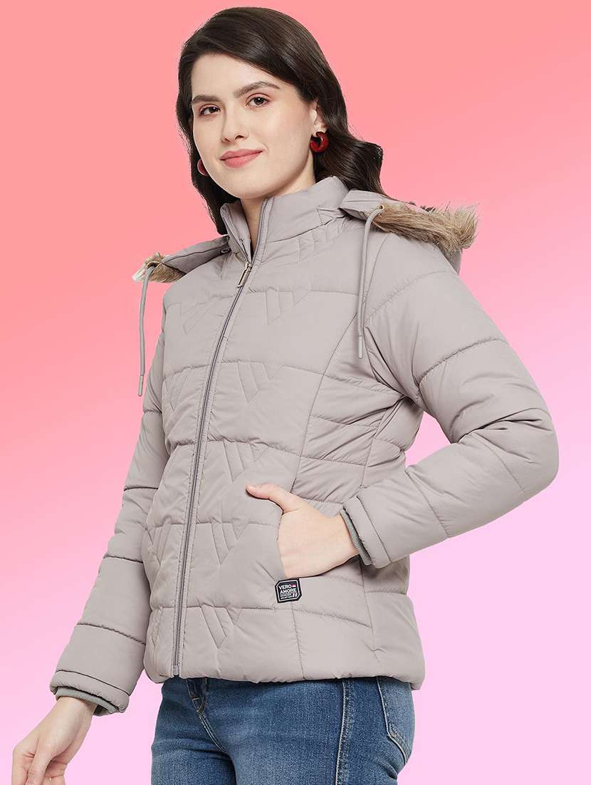 women long sleeve hooded quilted jacket - 22263690 -  Standard Image - 1