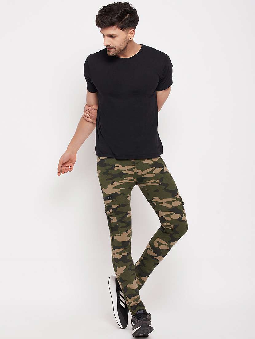 men printed mid rise slim fit track pant - 22264034 -  Standard Image - 4