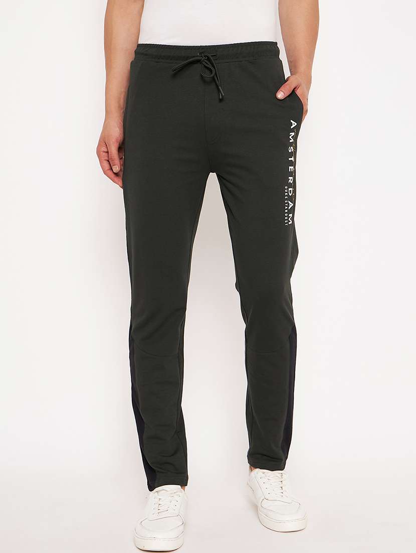 men solid mid rise track pant