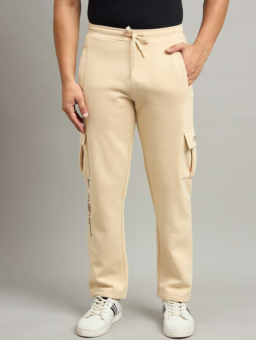 men solid mid rise cargo