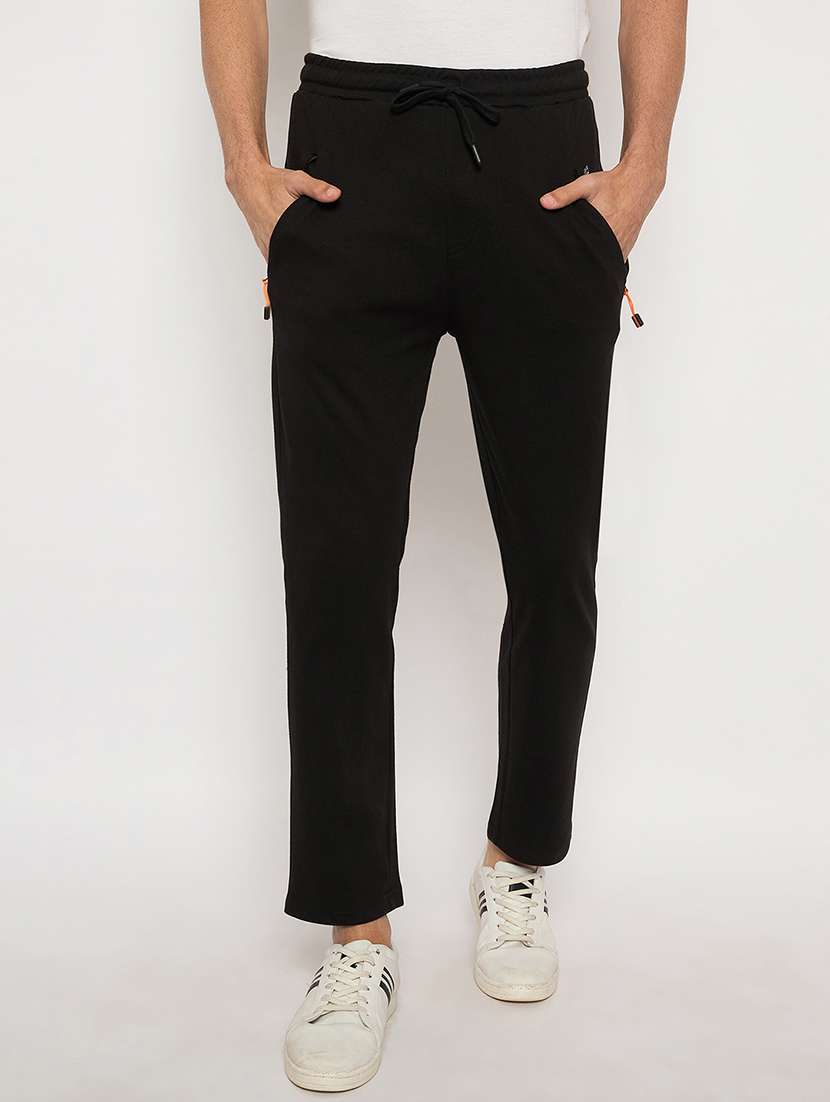 men solid mid rise regular fit track pant