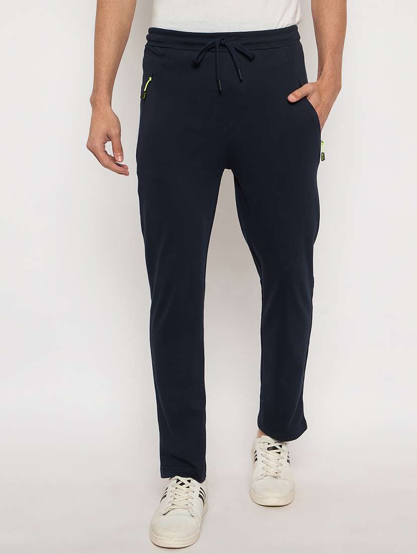 men solid mid rise regular fit track pant