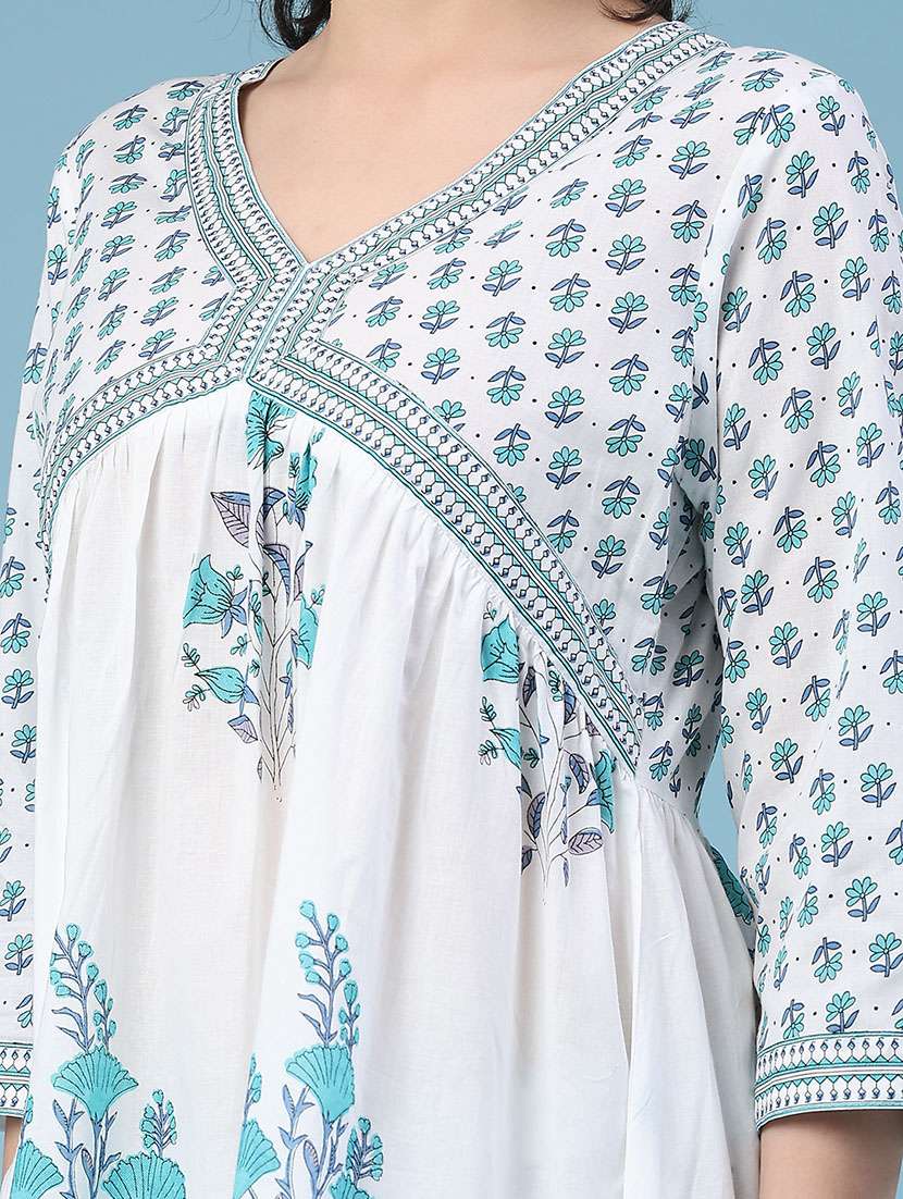 women printed three quarter sleeve kurta pant set - 22264106 -  Standard Image - 4