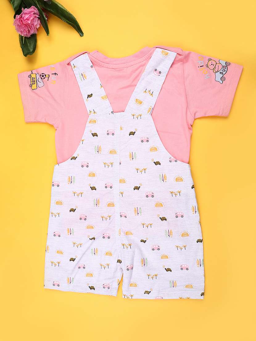 kids printed short sleeve t-shirt & dungaree set - 22264114 -  Standard Image - 1