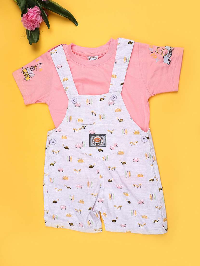 kids printed short sleeve t-shirt & dungaree set - 22264114 -  Standard Image - 1