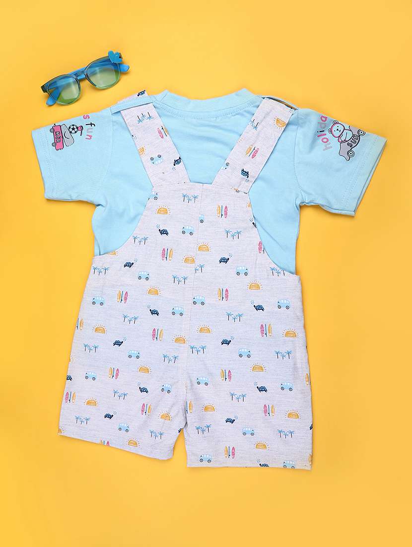 kids printed short sleeve t-shirt & dungaree set - 22264115 -  Standard Image - 1