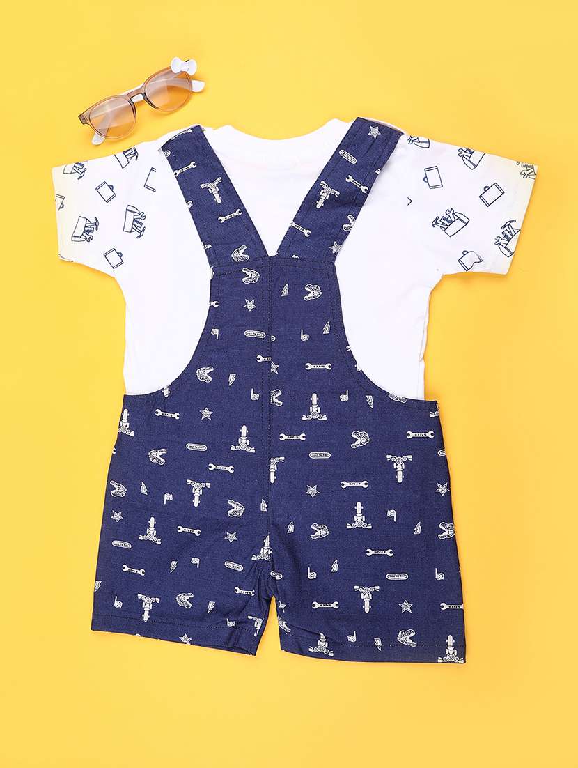 kids printed short sleeve t-shirt & dungaree set - 22264118 -  Standard Image - 1