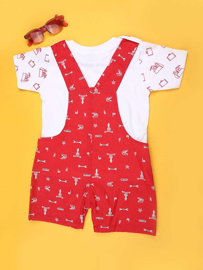 kids printed short sleeve t-shirt & dungaree set - 22264119 -  Standard Image - 1