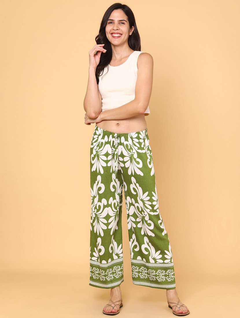 women printed mid rise straight palazzo - 22264121 -  Standard Image - 4