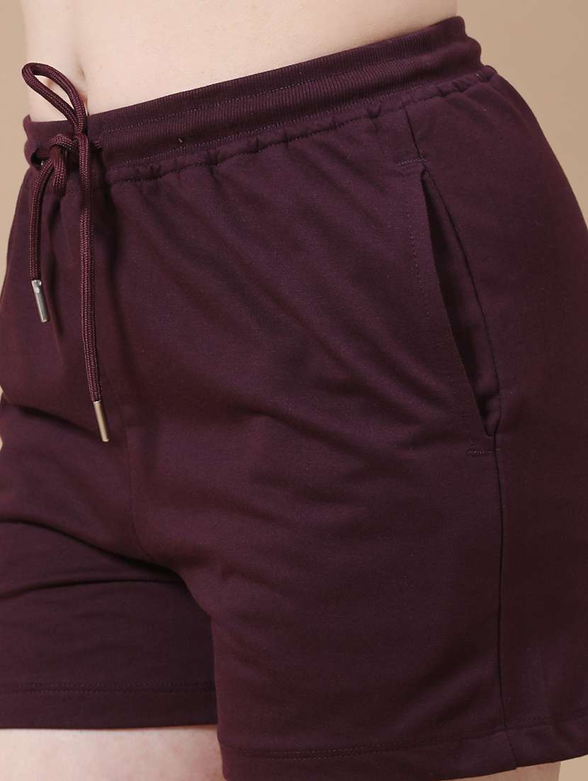 maroon cotton regular shorts - 22264147 -  Standard Image - 1