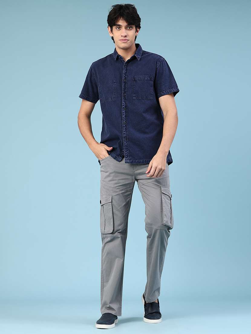 men blue cotton casual shirt - 22264160 -  Standard Image - 4
