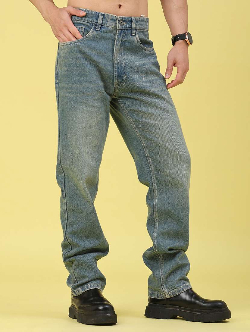 men washed mid rise full length straight jeans - 22264173 -  Standard Image - 1