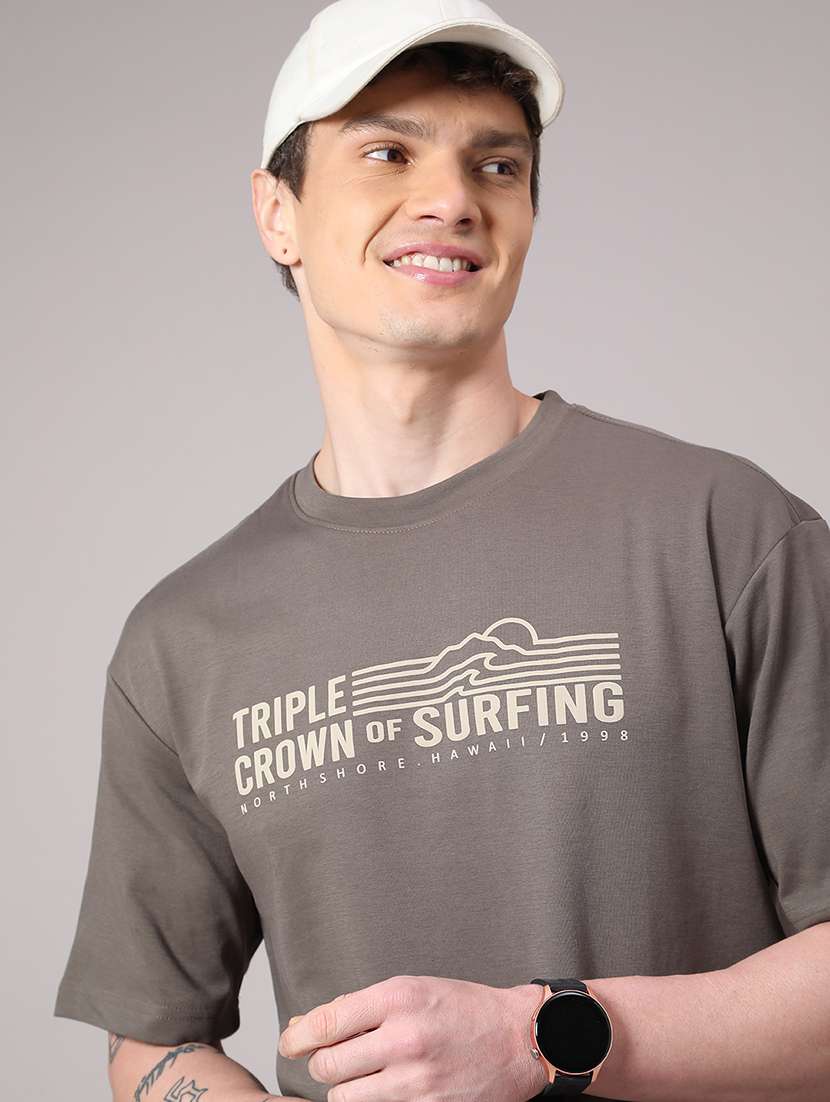 men grey cotton blend plain t-shirt - 22264177 -  Standard Image - 1