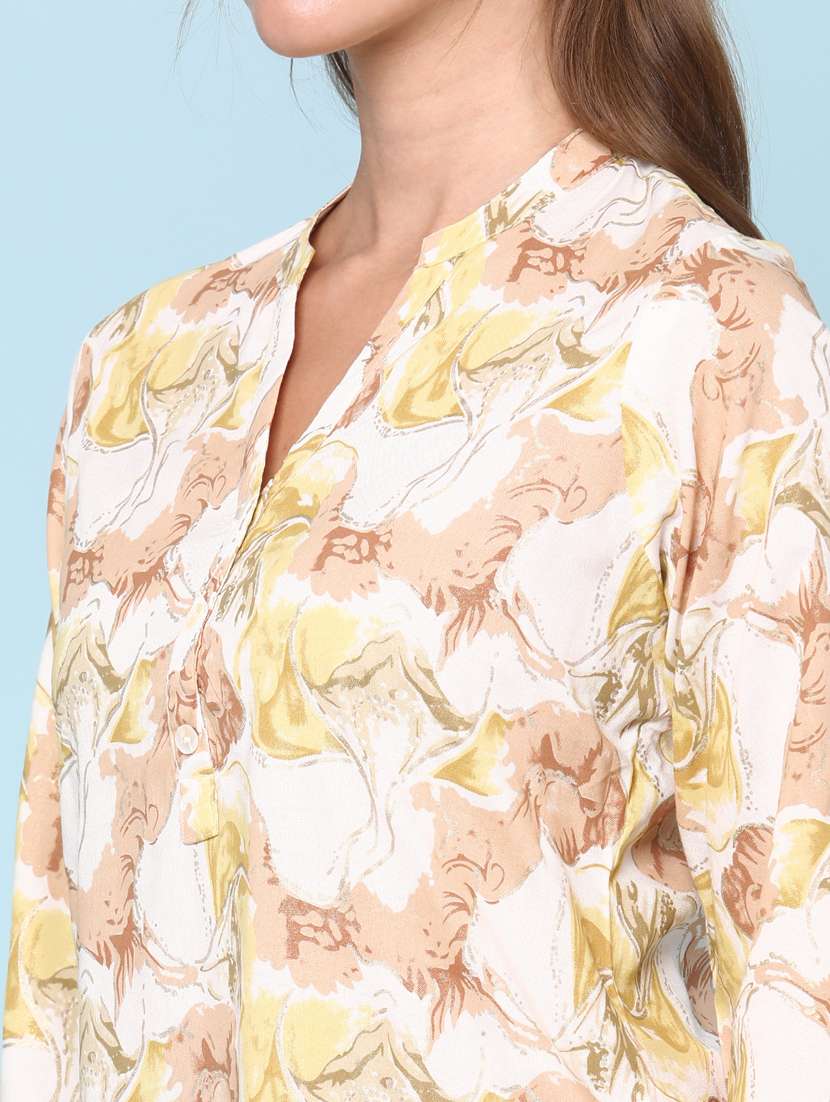 women printed three quarter sleeve kurta palazzo set - 22264199 -  Standard Image - 1