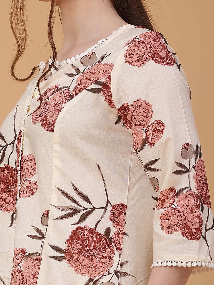 women floral three quarter sleeve ethnic co-ord set - 22264200 -  Standard Image - 1