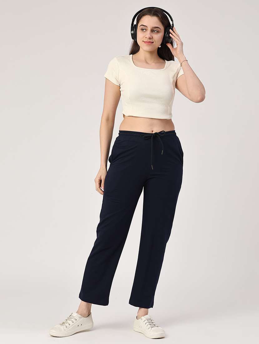 women navy blue cotton track pant full length track pant - 22264236 -  Standard Image - 4