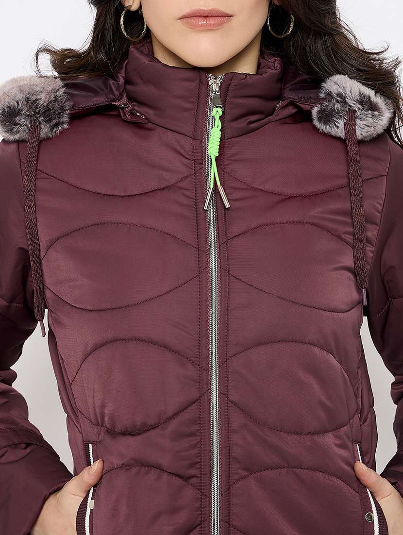 women solid long sleeve hooded quilted jacket - 22264246 -  Standard Image - 4