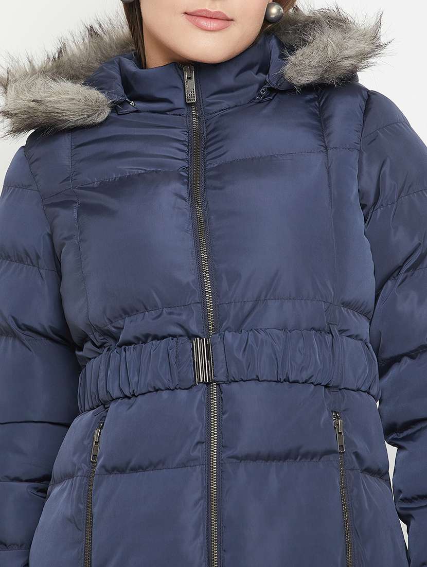 women solid long sleeve hooded quilted jacket - 22264249 -  Standard Image - 4