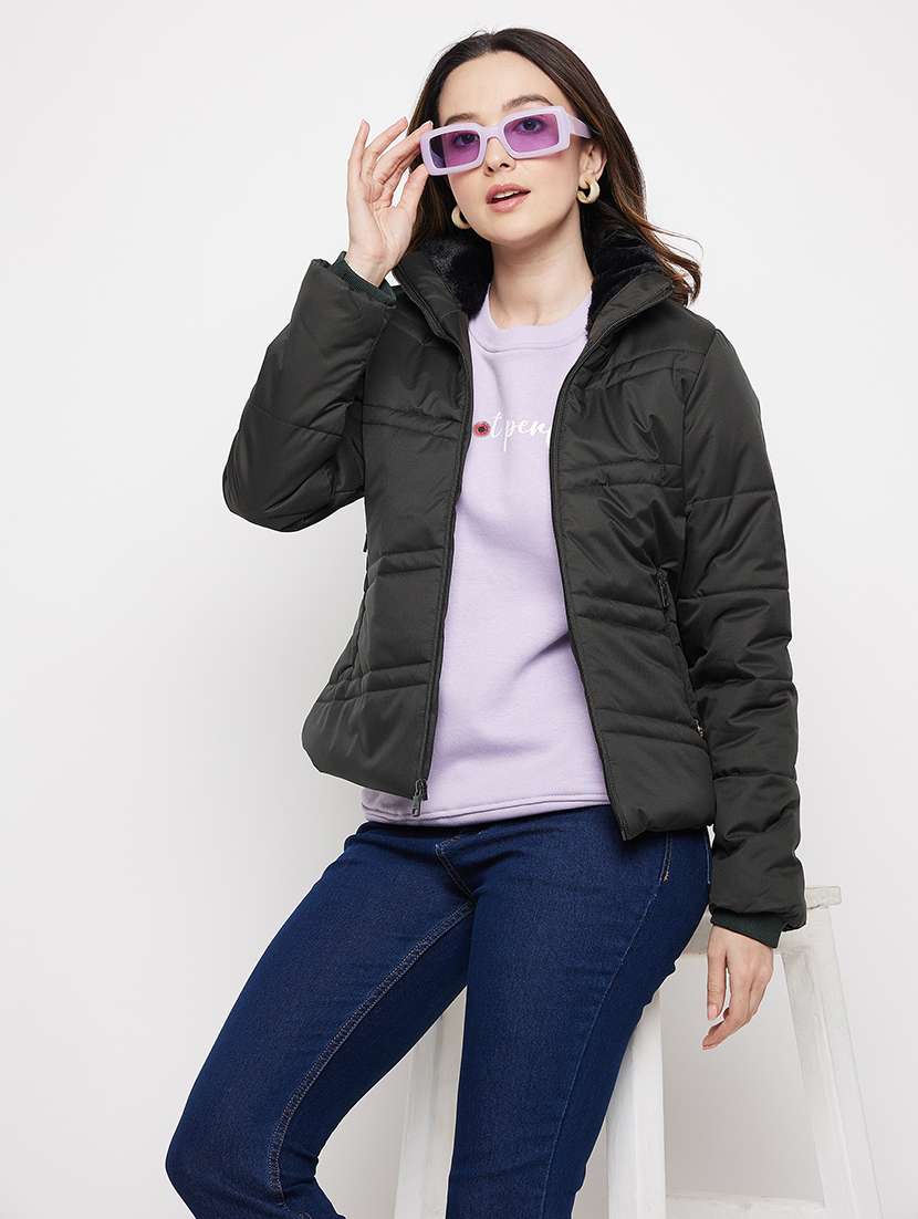 women solid long sleeve quilted jacket - 22264250 -  Standard Image - 4