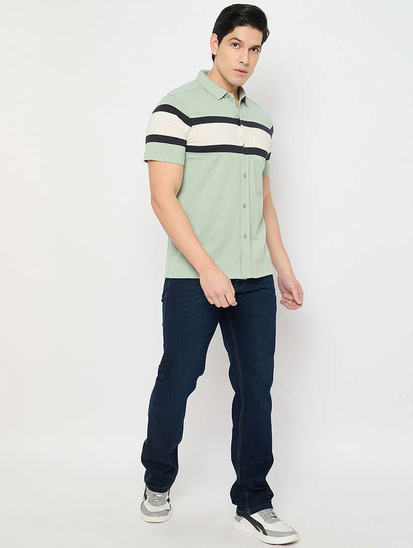 men striped short sleeve slim fit casual shirt - 22264253 -  Standard Image - 4