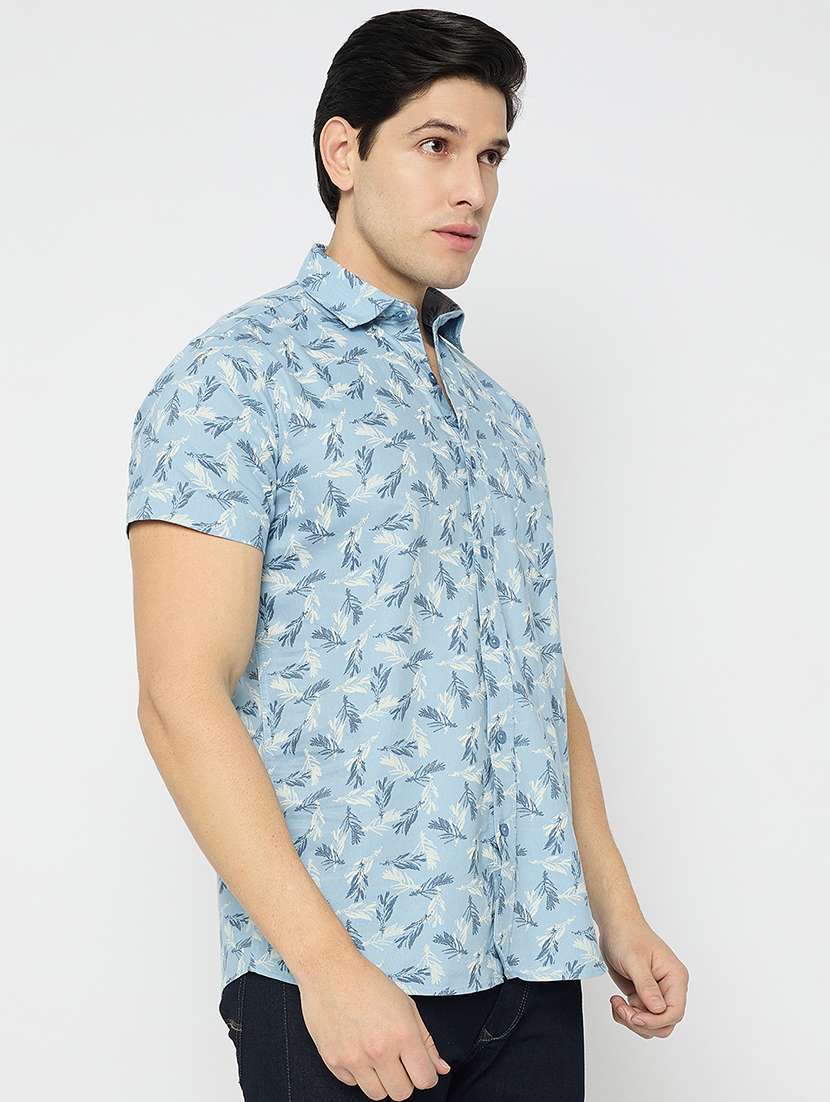 Men Printed Short Sleeve Slim Fit Casual Shirt - 22264255 -  Standard Image - 1