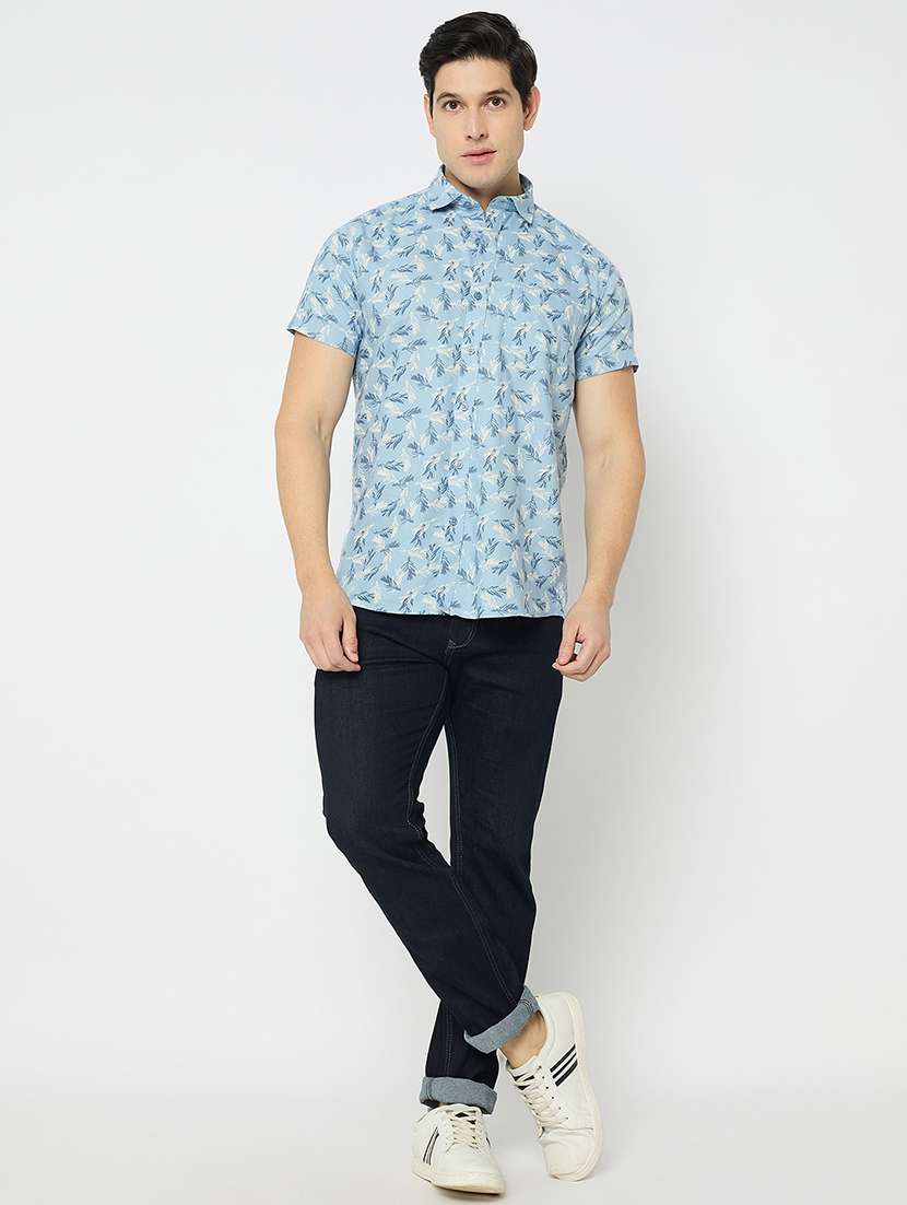 Men Printed Short Sleeve Slim Fit Casual Shirt - 22264255 -  Standard Image - 4