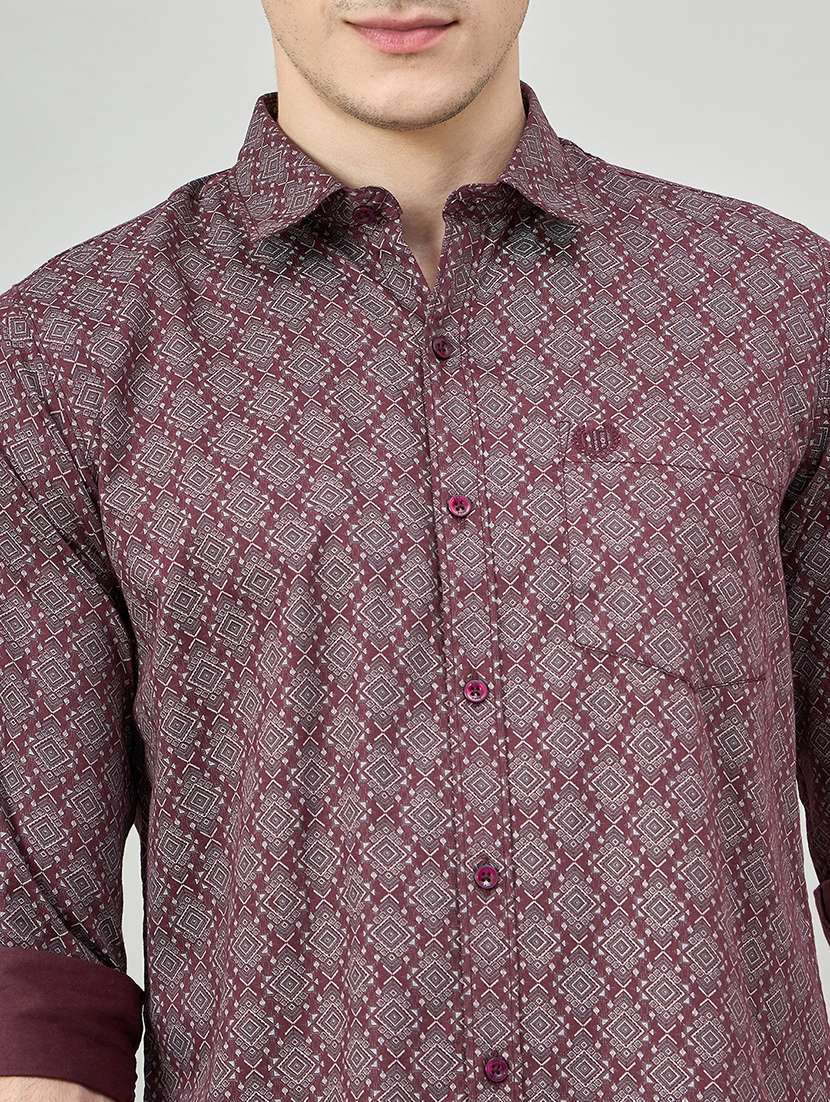 men printed long sleeve slim fit casual shirt - 22264260 -  Standard Image - 4