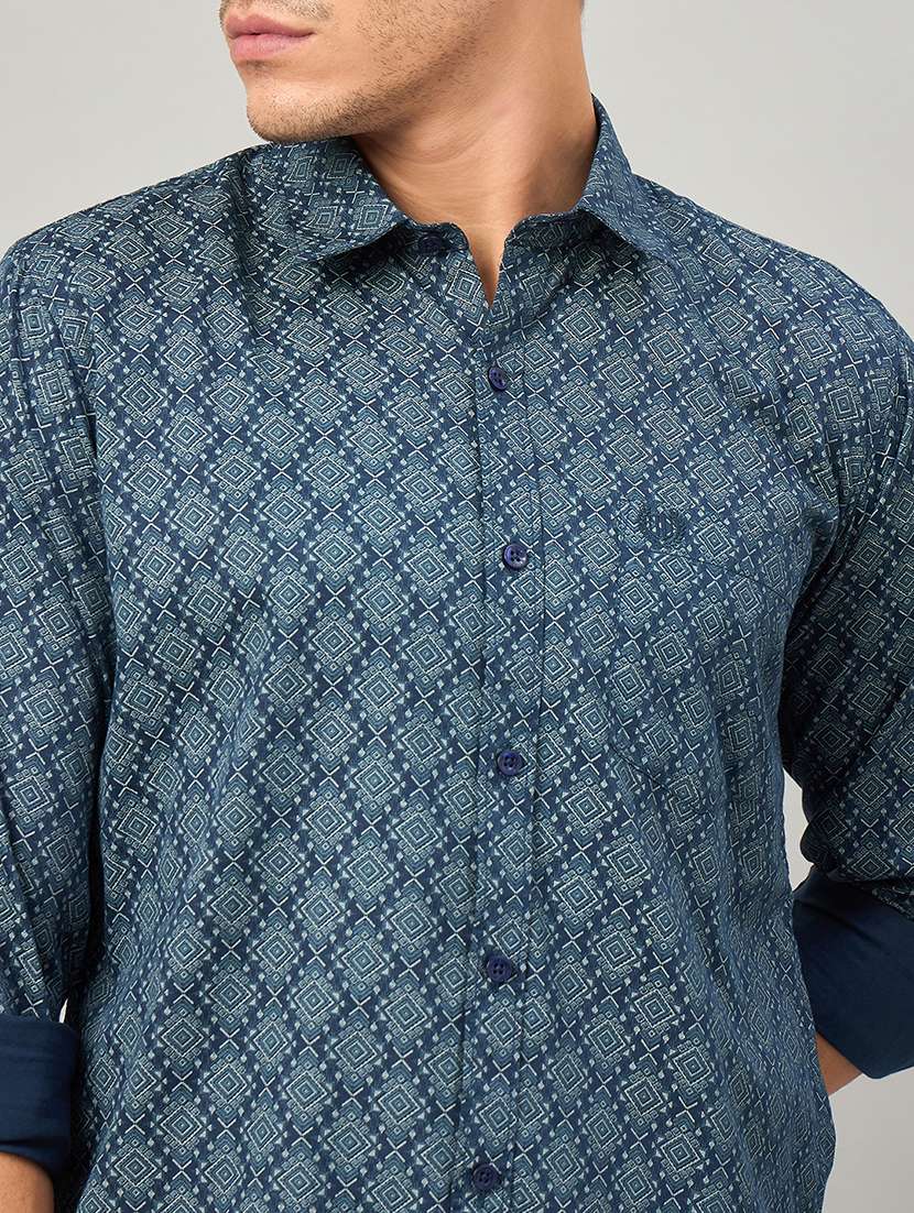 men printed long sleeve slim fit casual shirt - 22264261 -  Standard Image - 4
