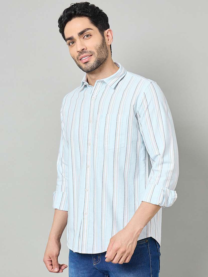 men striped long sleeve slim fit casual shirt - 22264262 -  Standard Image - 1