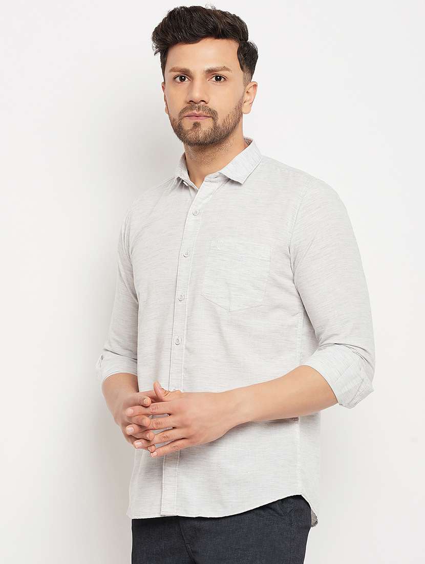 men self design long sleeve slim fit casual shirt - 22264265 -  Standard Image - 1