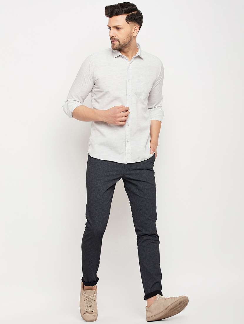 men self design long sleeve slim fit casual shirt - 22264265 -  Standard Image - 4