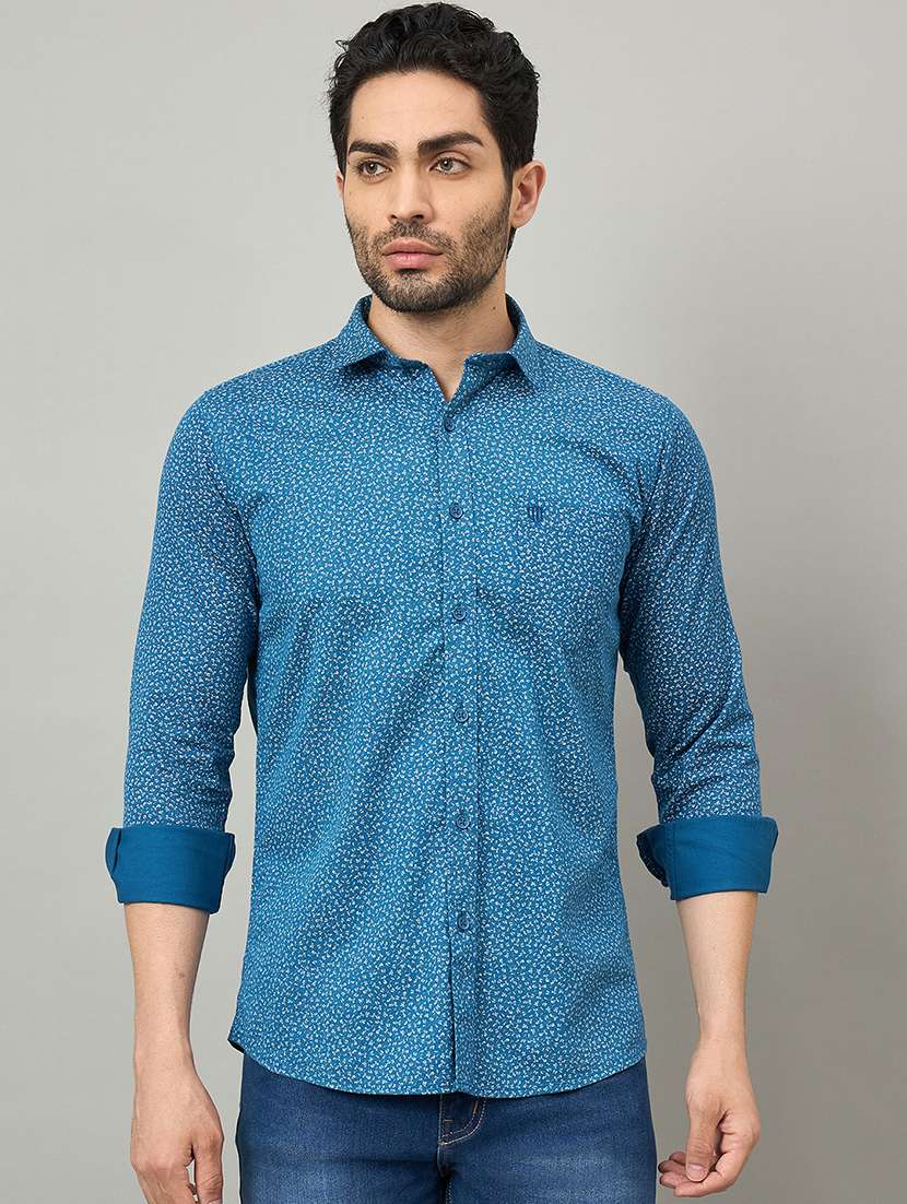 men printed long sleeve slim fit casual shirt - 22264268 -  Standard Image - 1
