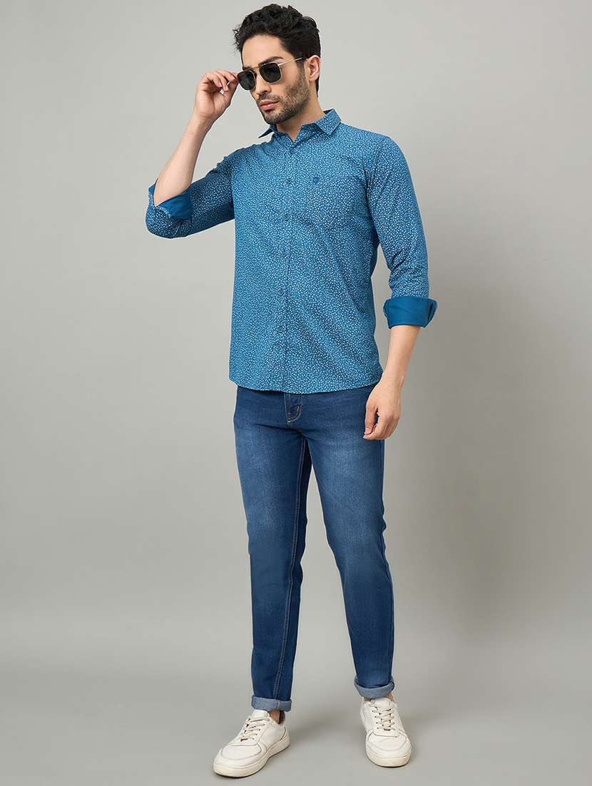 men printed long sleeve slim fit casual shirt - 22264268 -  Standard Image - 4