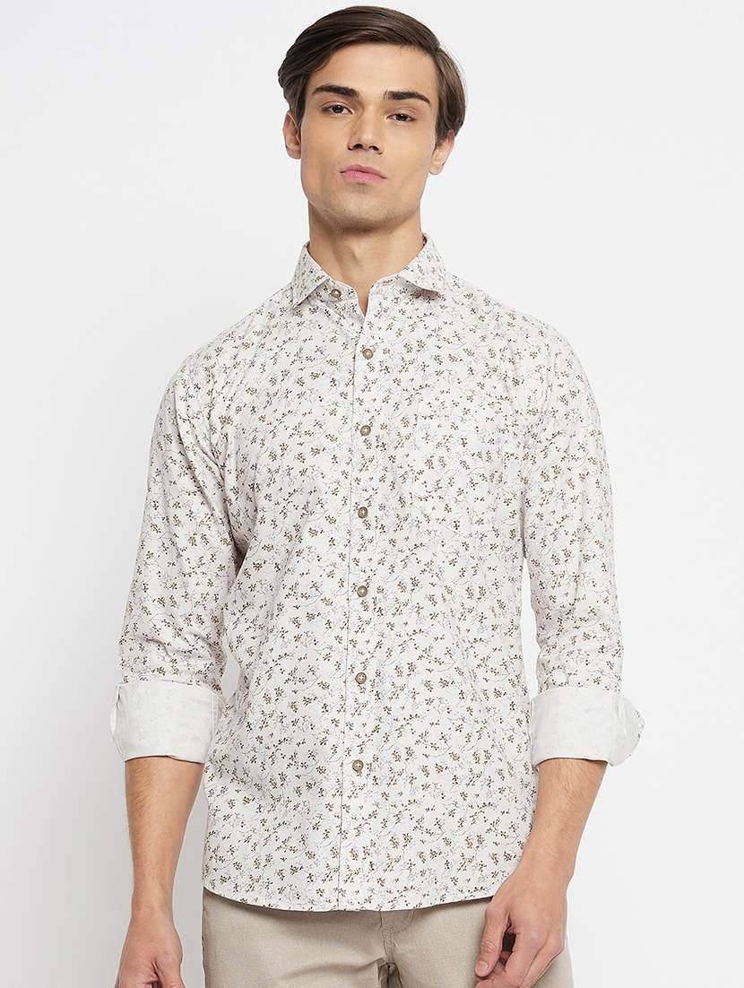 men printed long sleeve slim fit casual shirt - 22264269 -  Standard Image - 1