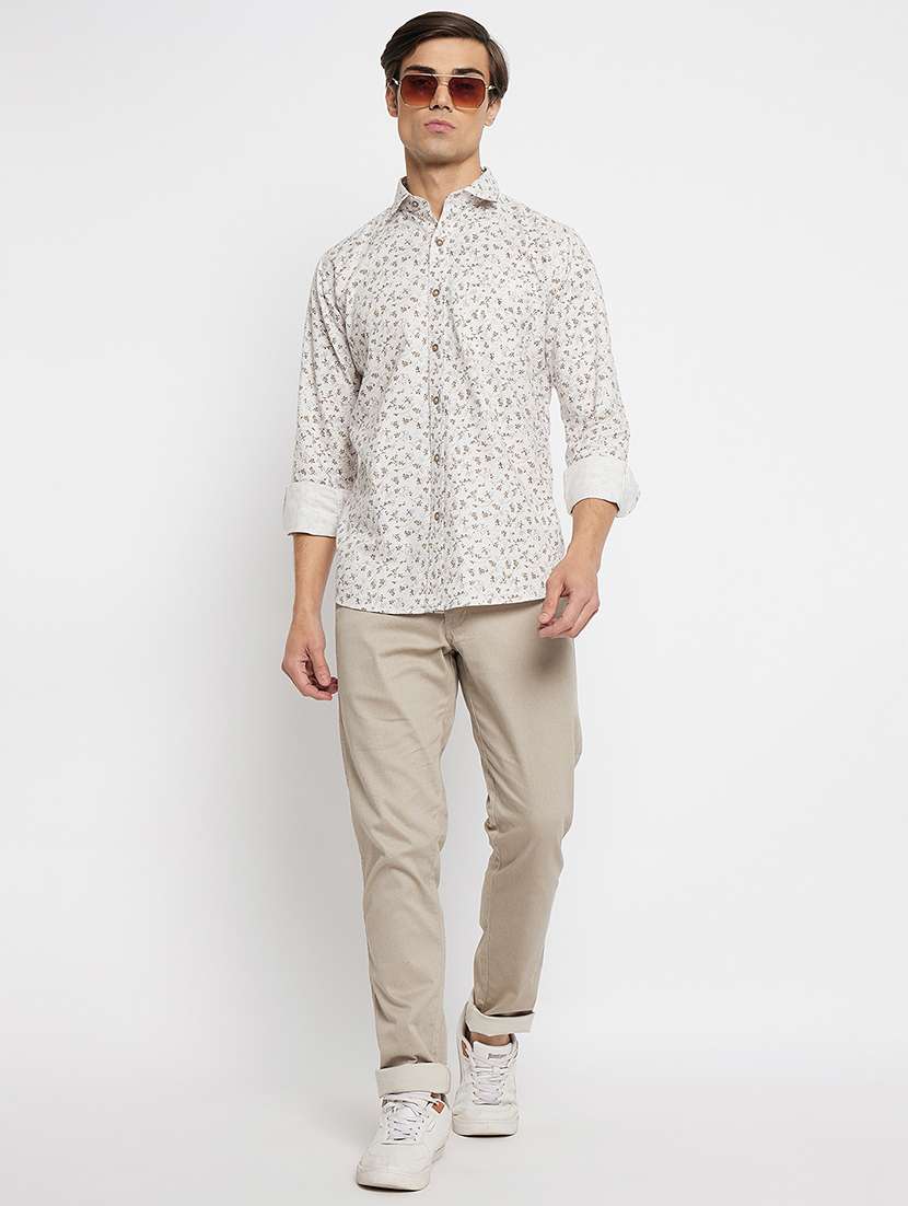 men printed long sleeve slim fit casual shirt - 22264269 -  Standard Image - 4