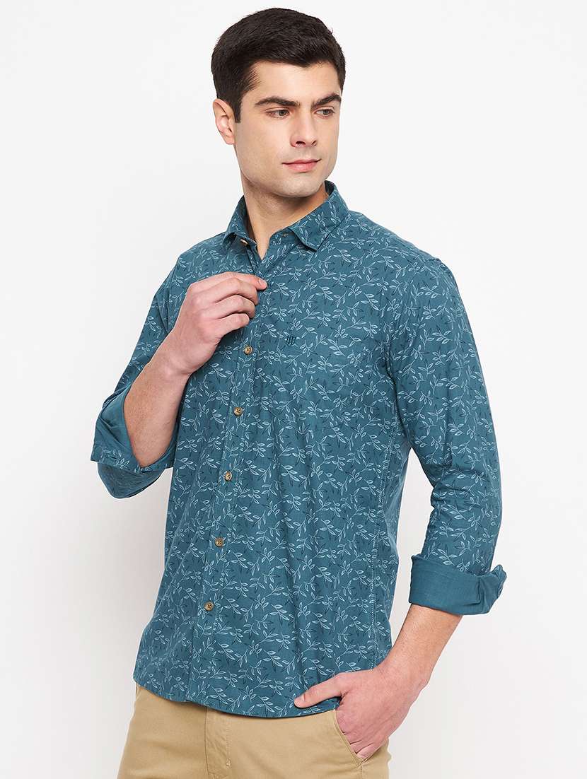 men printed long sleeve slim fit casual shirt - 22264270 -  Standard Image - 1