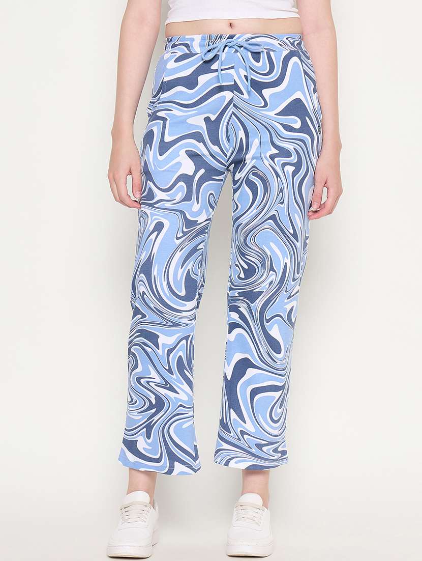 women printed mid rise track pant