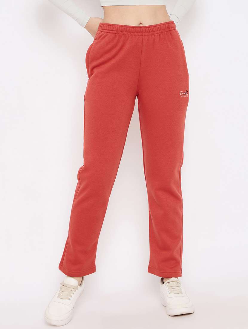 women solid high rise track pant - 22264276 -  Standard Image - 1