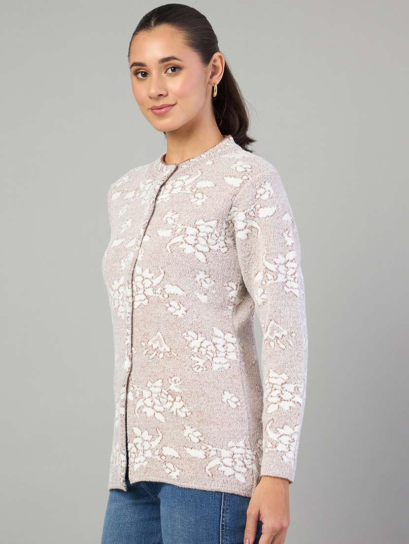 women self designed long sleeve cardigan - 22264287 -  Standard Image - 1