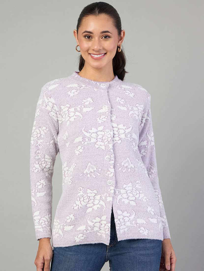 women self designed long sleeve cardigan