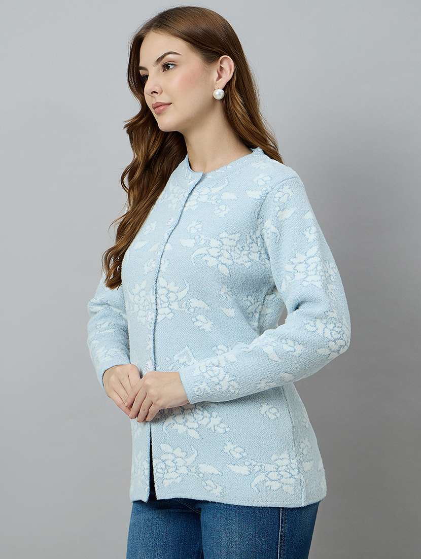 women self designed long sleeve cardigan - 22264290 -  Standard Image - 1