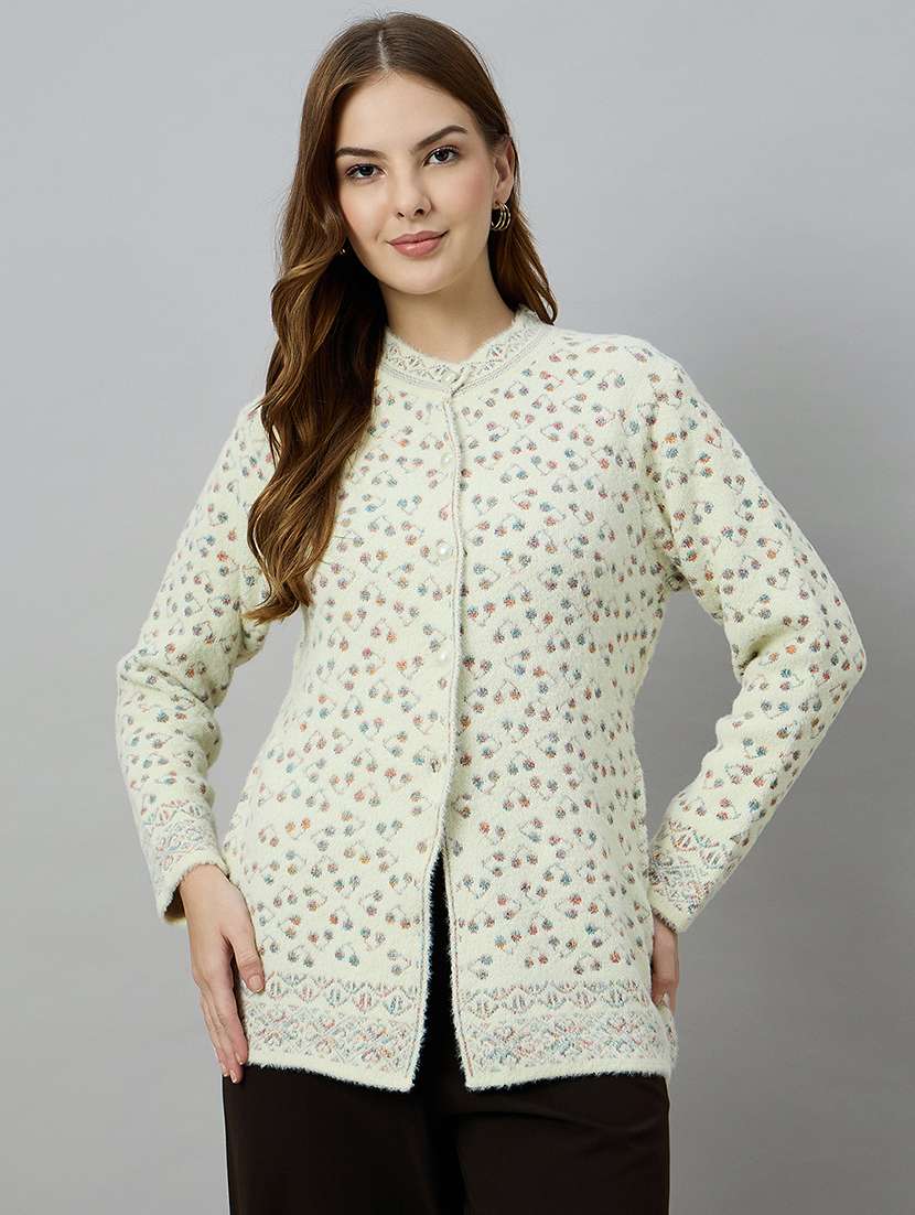 women self designed long sleeve cardigan