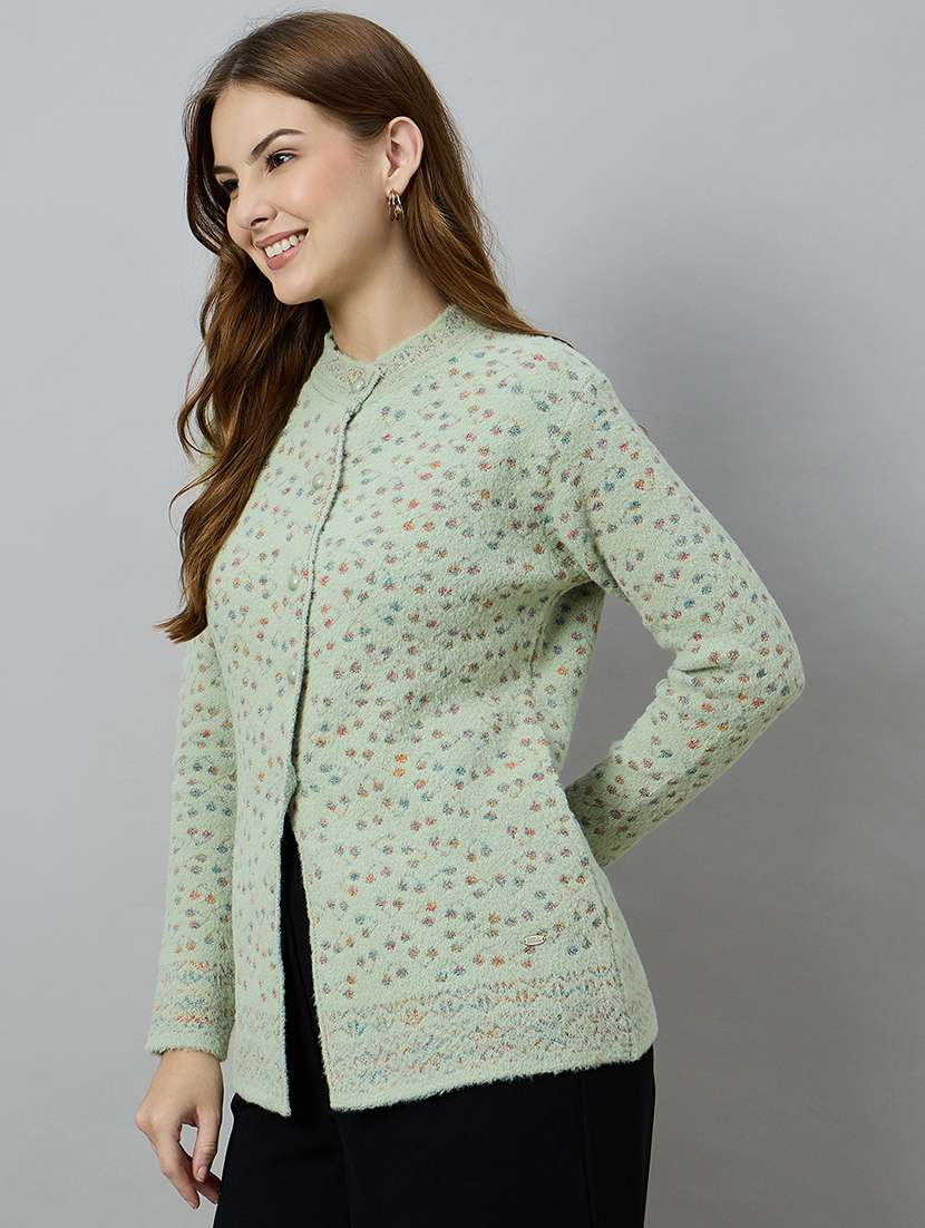 women self designed long sleeve cardigan - 22264292 -  Standard Image - 1