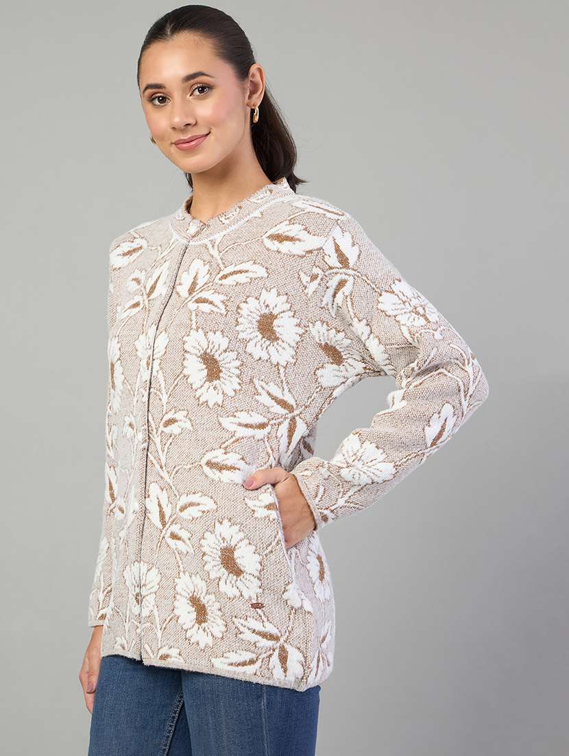 women self designed long sleeve cardigan - 22264295 -  Standard Image - 1